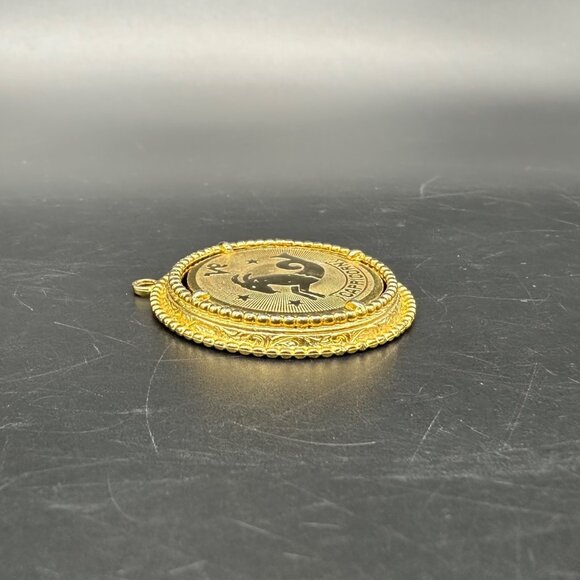 Vintage Capricorn Horoscope Necklace Pendant Goat Gold Toned Zodiac 1970s - Picture 3 of 7